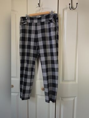 Terra & Sky Black and White Plaid Stretch Ponte Pants